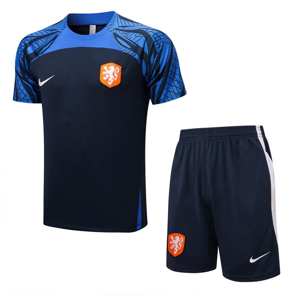 Camiseta Entrenamiento Países Bajos Conjunto Completo 2022 2023 Negro Azul
